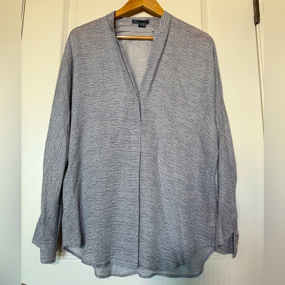 Vince Tops - Vince 100% Silk Pullover V-Neck‎ Tunic Long Sleeve Blouse - Women’s M